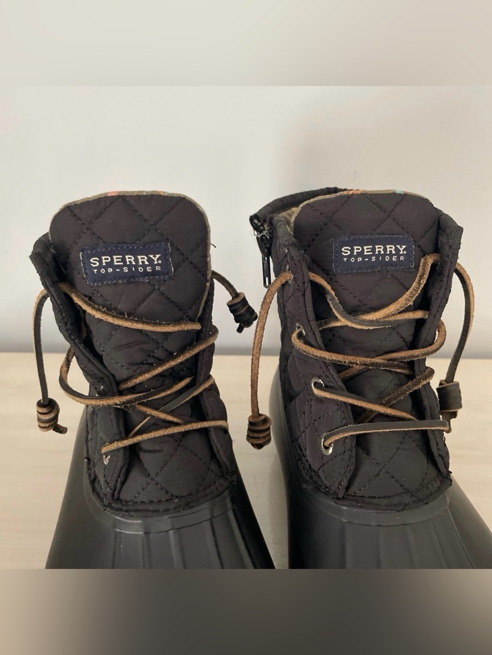 Sperry Black Saltwater Quilted Womens | Rain | Snow | Duck Boots Size 10 - Picture 7 of 12